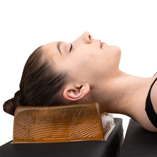 contoured head pad being used by female patient