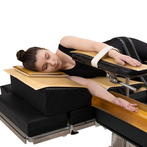 patient lying down and using a lateral positioner