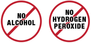 no alcohol, no hydrogen peroxide symbols